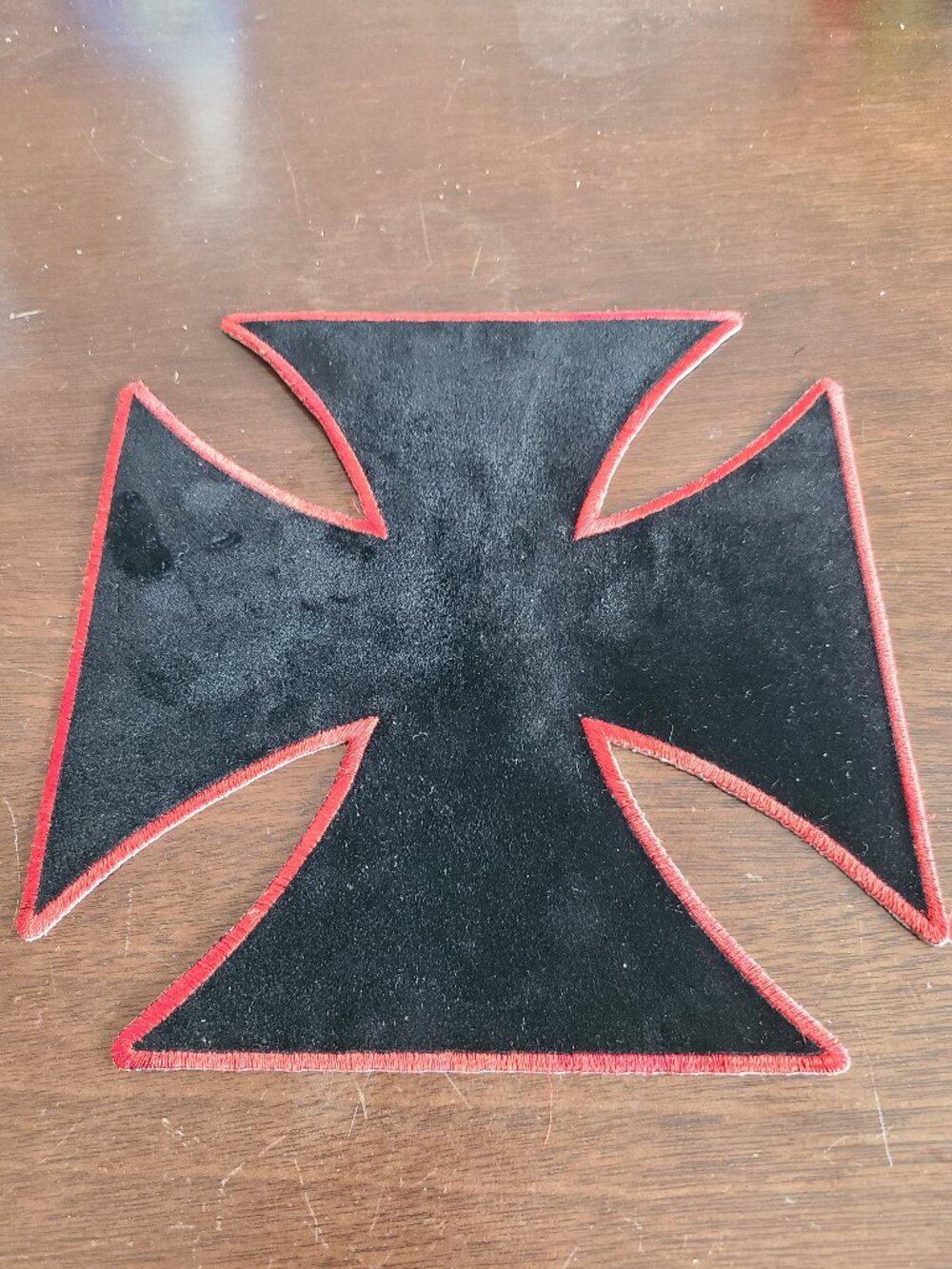 Large Black Iron Cross Red Border Maltese Cross Embroidered Back Patch NEW